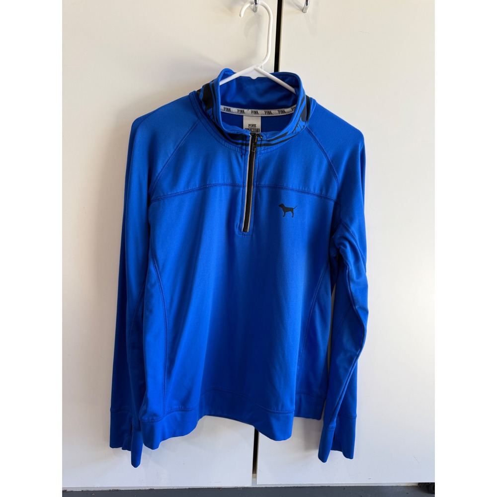 Pink Victoria's Secret Ultimate Quarter Zip Pullover Blue Thumbhole Large